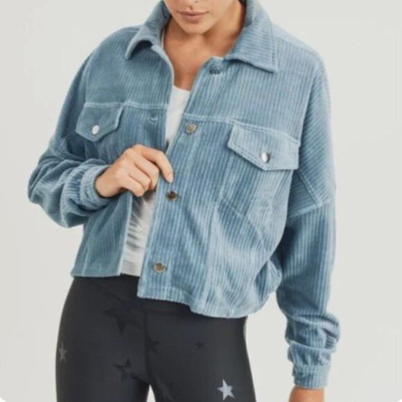 Vintage BLAIR shacket with sherpa lining blue corduroy 1970s - Picture 6 of 8